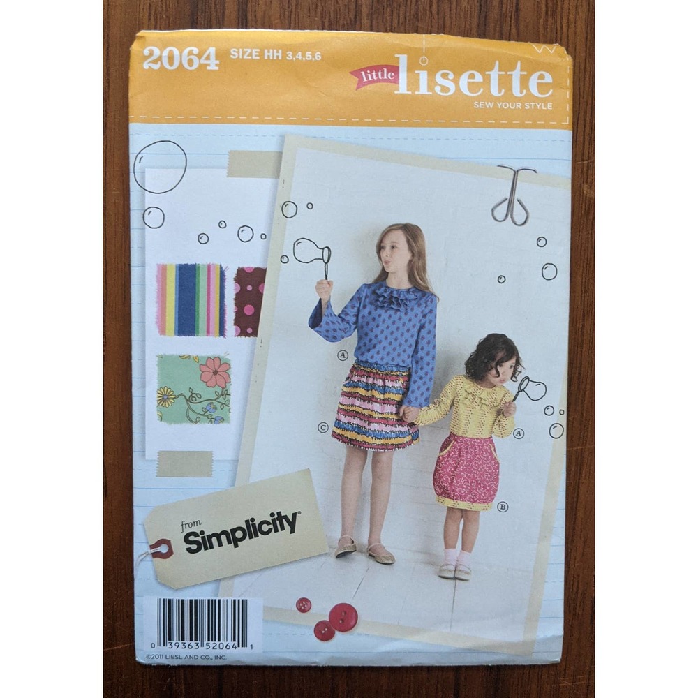 UNCUT Simplicity Lisette 2064 Skirt Blouse  Size 3-6